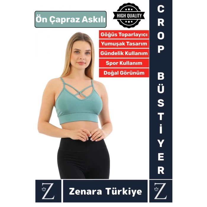 Luxery Göğüs Toparlayan Sarkma Önleyen Spor Gündelik Kullanım Ön Çapraz Askılı Micro Crop Büstiyer