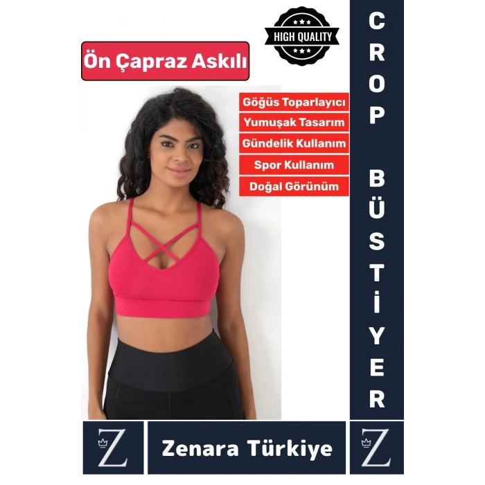 Luxery Göğüs Toparlayan Sarkma Önleyen Spor Gündelik Kullanım Ön Çapraz Askılı Micro Crop Büstiyer