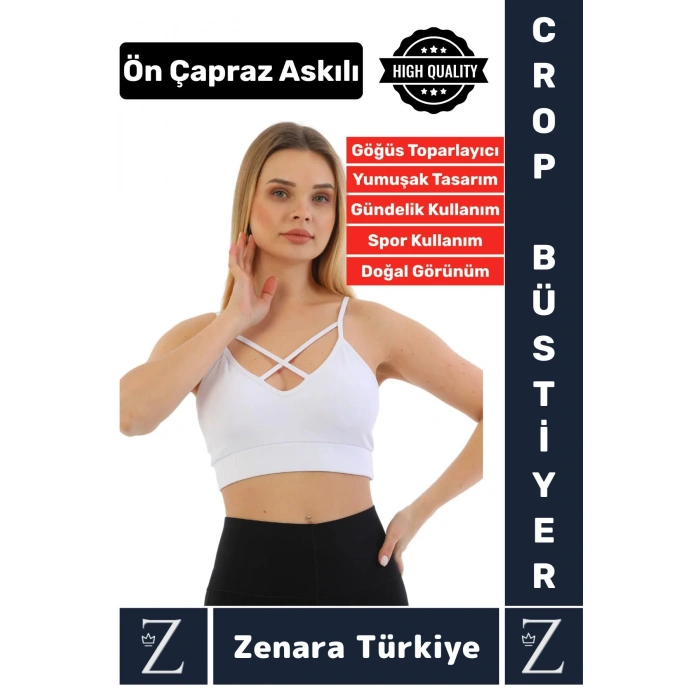 Luxery Göğüs Toparlayan Sarkma Önleyen Spor Gündelik Kullanım Ön Çapraz Askılı Micro Crop Büstiyer