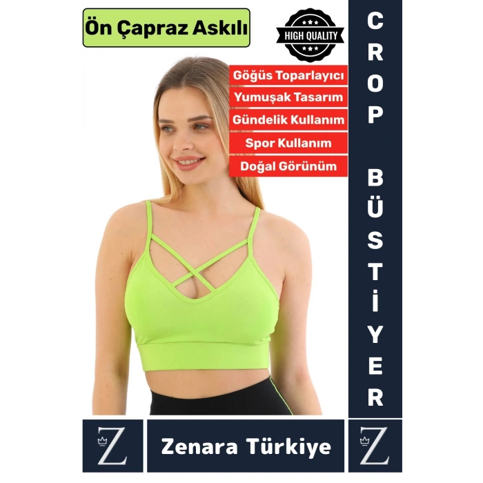 Luxery Göğüs Toparlayan Sarkma Önleyen Spor Gündelik Kullanım Ön Çapraz Askılı Micro Crop Büstiyer