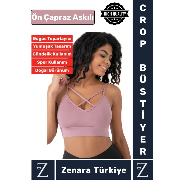 Luxery Göğüs Toparlayan Sarkma Önleyen Spor Gündelik Kullanım Ön Çapraz Askılı Micro Crop Büstiyer