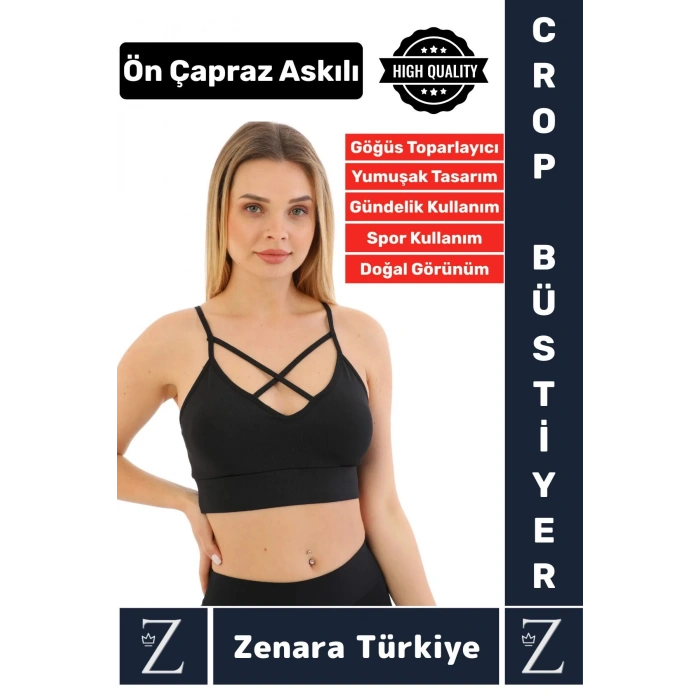 Luxery Göğüs Toparlayan Sarkma Önleyen Spor Gündelik Kullanım Ön Çapraz Askılı Micro Crop Büstiyer