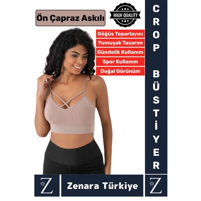Luxery Göğüs Toparlayan Sarkma Önleyen Spor Gündelik Kullanım Ön Çapraz Askılı Micro Crop Büstiyer