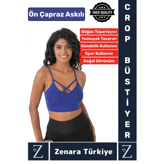 Luxery Göğüs Toparlayan Sarkma Önleyen Spor Gündelik Kullanım Ön Çapraz Askılı Micro Crop Büstiyer