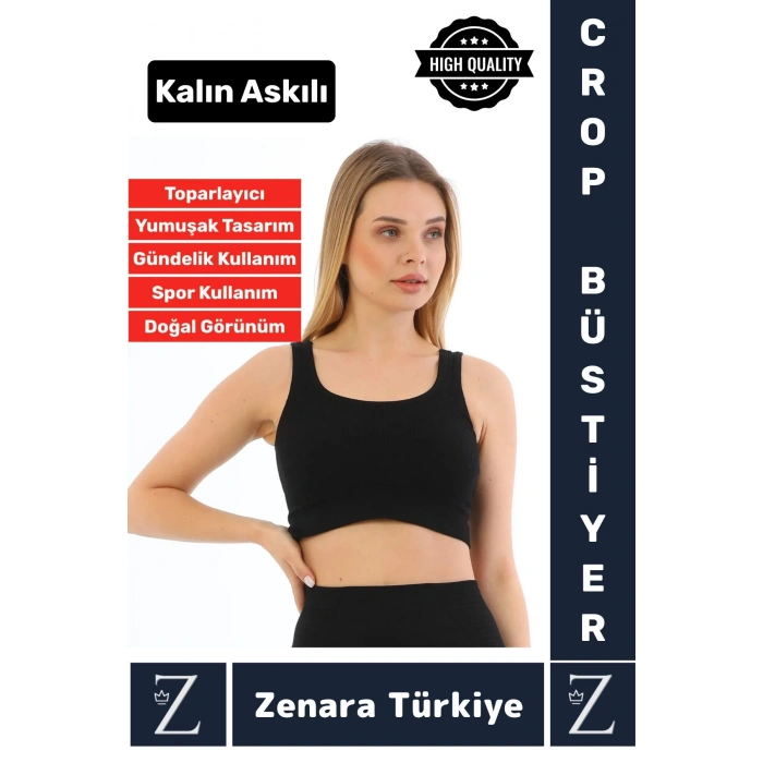 Yüksek Kaliteli Göğüs Toparlayan Sarkma Önleyen Gündelik Spor Kullanım Kalın Askılı Crop Büstiyer