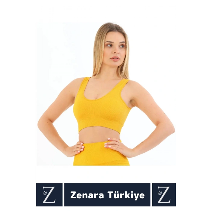 Özel Model Göğüs Toparlayan Sarkma Önleyen Gündelik Spor Kullanım Kalın Askılı Fitilli Crop Büstiyer