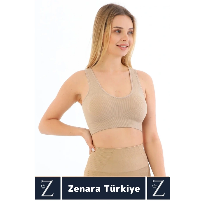 Özel Model Göğüs Toparlayan Sarkma Önleyen Gündelik Spor Kullanım Kalın Askılı Fitilli Crop Büstiyer