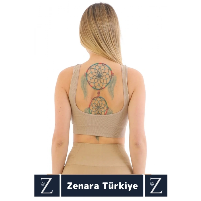 Özel Model Göğüs Toparlayan Sarkma Önleyen Gündelik Spor Kullanım Kalın Askılı Fitilli Crop Büstiyer