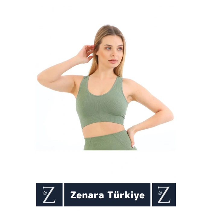 Özel Model Göğüs Toparlayan Sarkma Önleyen Gündelik Spor Kullanım Kalın Askılı Fitilli Crop Büstiyer