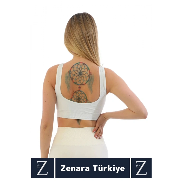 Özel Model Göğüs Toparlayan Sarkma Önleyen Gündelik Spor Kullanım Kalın Askılı Fitilli Crop Büstiyer