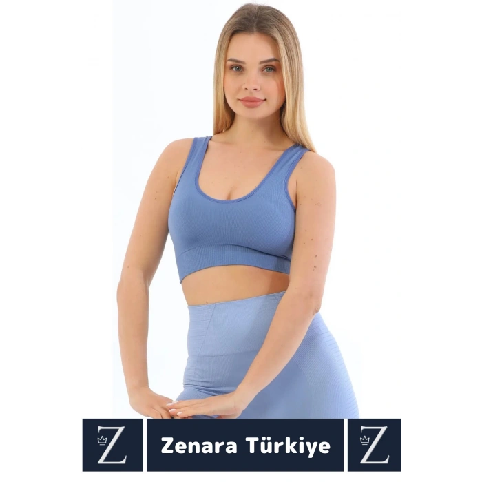 Özel Model Göğüs Toparlayan Sarkma Önleyen Gündelik Spor Kullanım Kalın Askılı Fitilli Crop Büstiyer