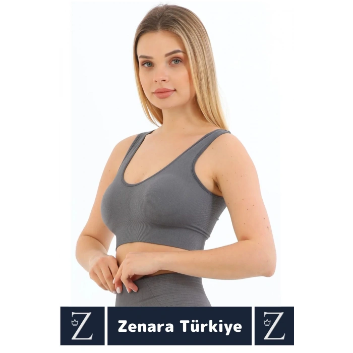 Özel Model Göğüs Toparlayan Sarkma Önleyen Gündelik Spor Kullanım Kalın Askılı Fitilli Crop Büstiyer