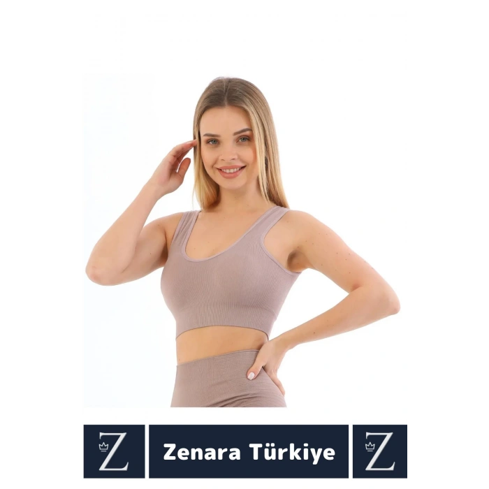 Özel Model Göğüs Toparlayan Sarkma Önleyen Gündelik Spor Kullanım Kalın Askılı Fitilli Crop Büstiyer