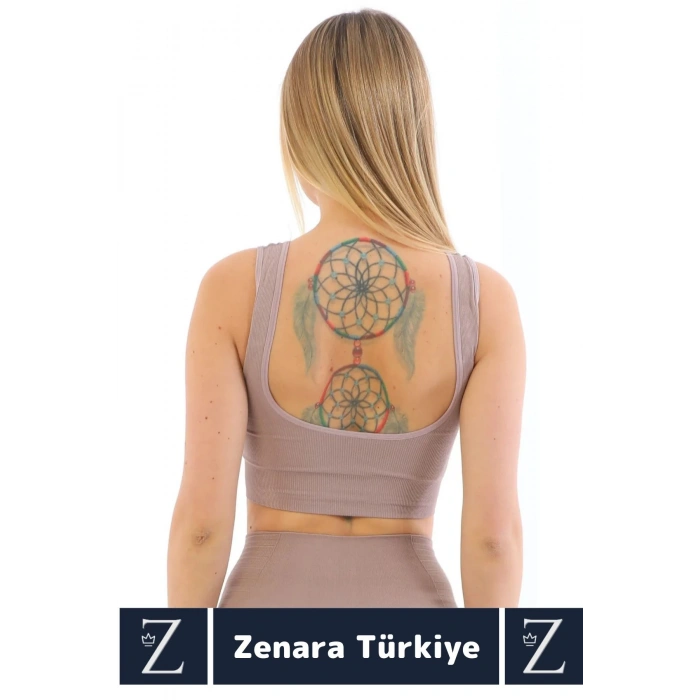 Özel Model Göğüs Toparlayan Sarkma Önleyen Gündelik Spor Kullanım Kalın Askılı Fitilli Crop Büstiyer