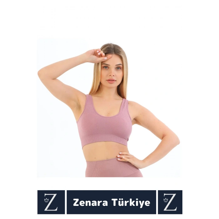 Özel Model Göğüs Toparlayan Sarkma Önleyen Gündelik Spor Kullanım Kalın Askılı Fitilli Crop Büstiyer