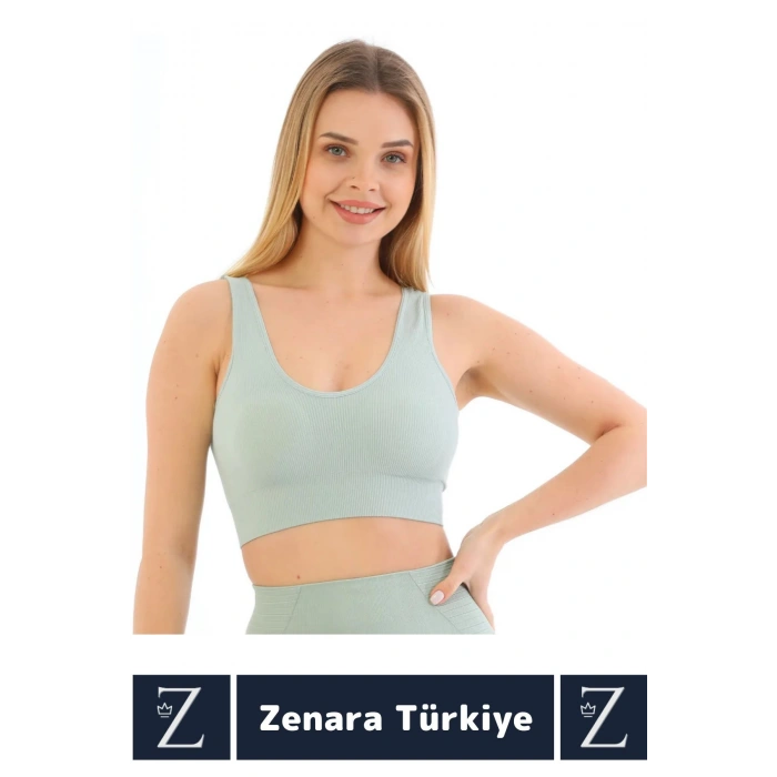 Özel Model Göğüs Toparlayan Sarkma Önleyen Gündelik Spor Kullanım Kalın Askılı Fitilli Crop Büstiyer