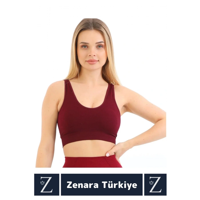 Özel Model Göğüs Toparlayan Sarkma Önleyen Gündelik Spor Kullanım Kalın Askılı Fitilli Crop Büstiyer