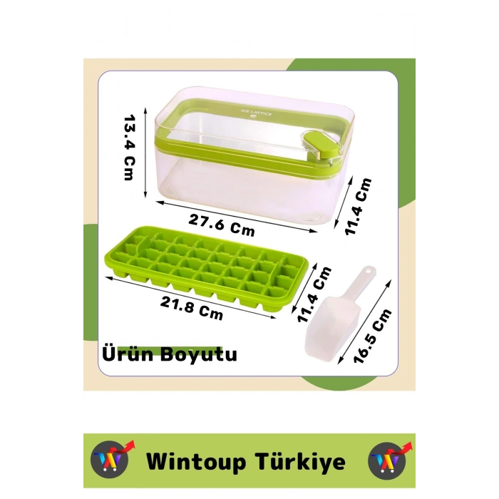 Premium Yeni Nesil Kompakt Pratik Buz Küpü Çıkarma Soğuk İçecek Kokteyl 32 Yuvalı Düğmeli Buz Kalıbı