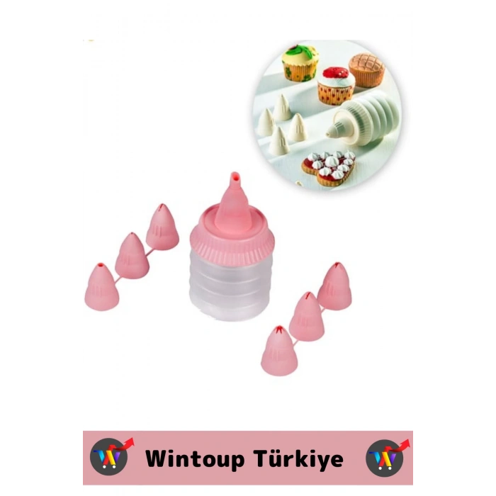 Premium BPA Free Pratik Kolay Temizlenir Plastik Mutfak Hamur Kek Pasta Süsleme 7 Uçlu Krema Pompası