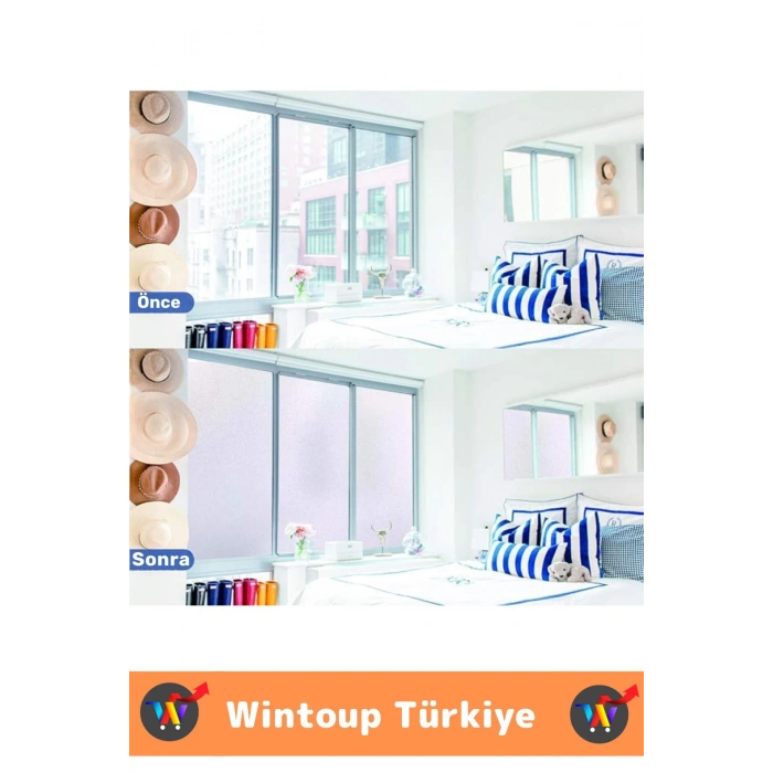 Premium İz Bırakmaz İç Göstermez Gizlilik Ofis Salon Banyo UV Koruyucu Buzlu Cam Film 2Metre X 60 Cm