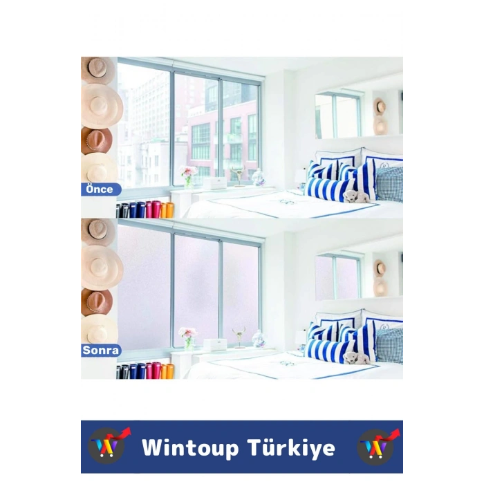 Premium İz Bırakmaz İç Göstermez Gizlilik Ofis Salon Banyo UV Koruyucu Buzlu Cam Film 5Metre X 60 Cm