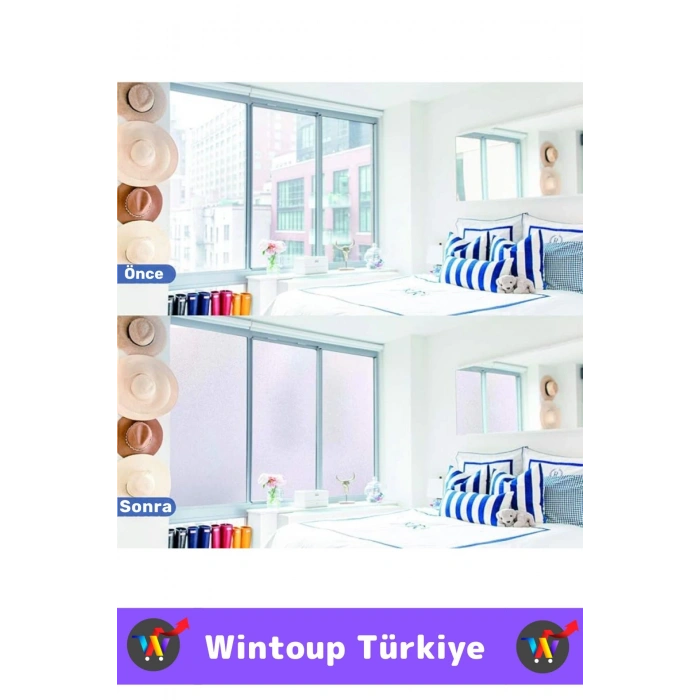 İz Bırakmaz İç Göstermez Gizlilik Ofis Salon Banyo UV Koruyucu Buzlu Cam Film 2Metre X 45 Cm