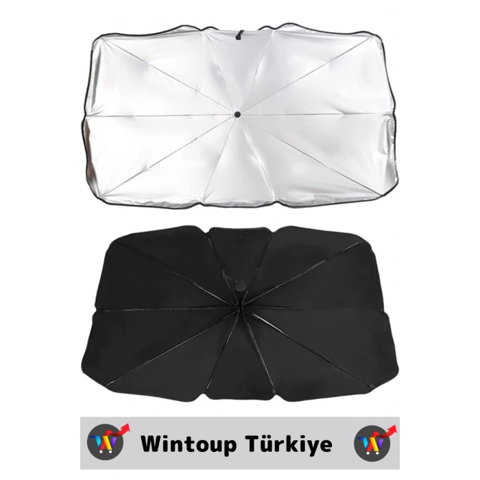 Premium Titanyum Gümüş Kaplama Uzun Ömürlü UV Koruyucu Araç İçi Ön Cam Şemsiye Güneşlik