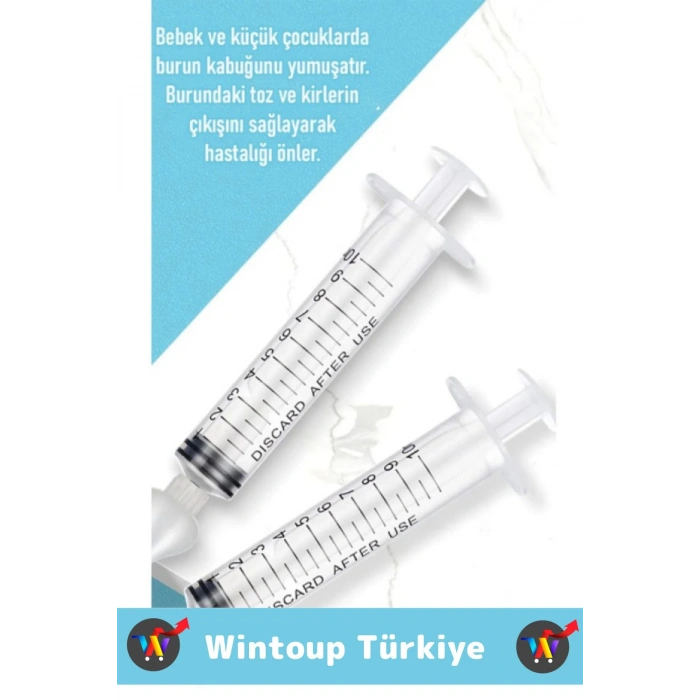 Bebek Burun Şırıngası Burun Temizleme Kiti Silikon Uçlu Burun Nazal Yıkama Aspiratörü 2 Adet