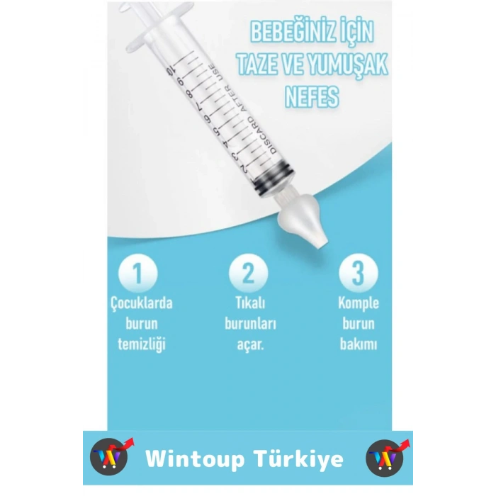 Bebek Burun Şırıngası Burun Temizleme Kiti Silikon Uçlu Burun Nazal Yıkama Aspiratörü 2 Adet