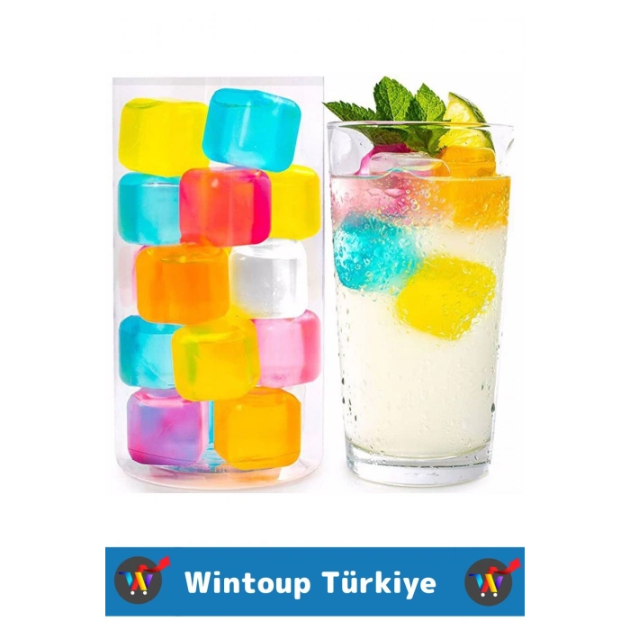 Yıkanabilir Tekrar Kullanılabilir Buzluk Banyo Havuz Kokteyl Serinlik Pratik Renkli Buz Küpü 20Adet