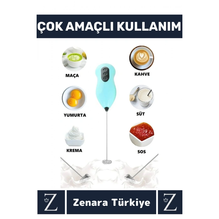 Ergonomik Çelik Uç Soğuk Kahve Süt Köpürtücü Sos Krema Mama Yumurta Çırpıcı Pilli Pratik Mini Mikser