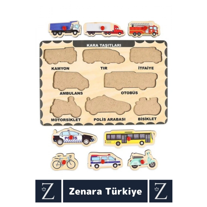 Premium Eğlenceli Eğitici Görsel Algı Problem Çözme Becerisi Çocuk Bul Tak PUZZLE KARA TAŞITLARI