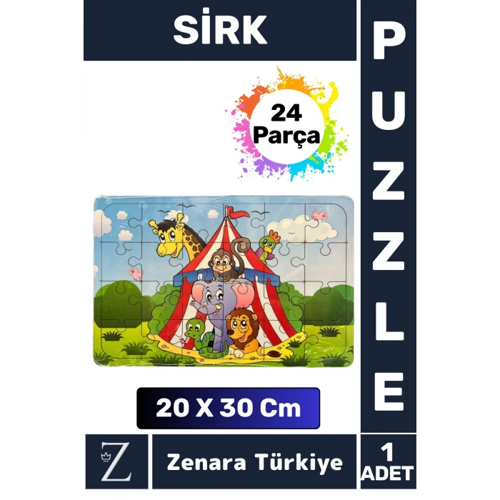 Eğlenceli Eğitici Görsel Algı Problem Çözme Becerisi Çocuk Büyük Boy PUZZLE 24 Parça SİRK