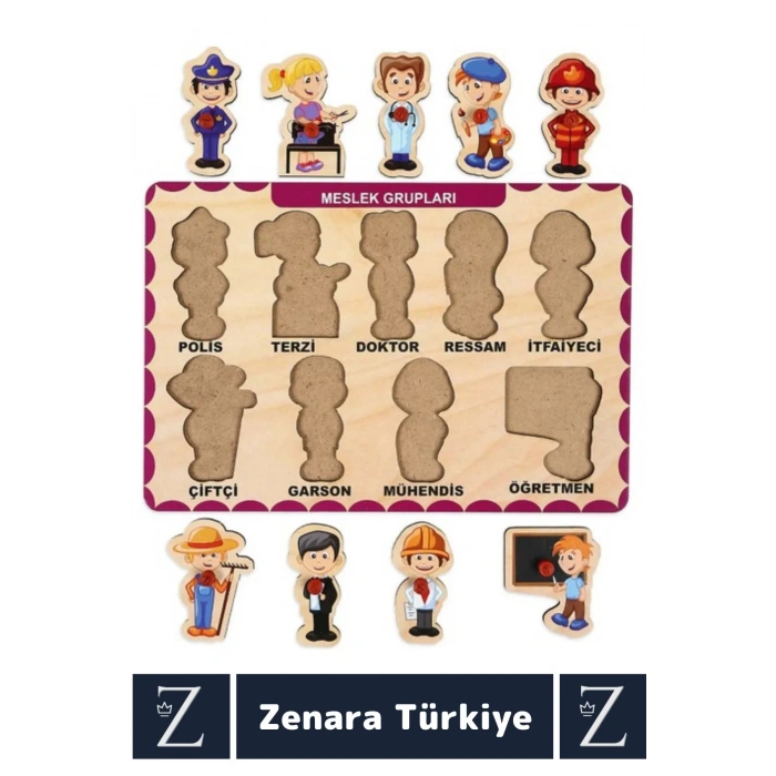 Premium Eğlenceli Eğitici Görsel Algı Problem Çözme Becerisi Çocuk Bul Tak PUZZLE MESLEKLER