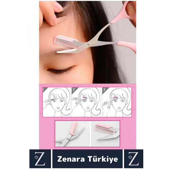 Premium Çok Fonksiyonlu Yüz Kaş Bakım Makası Taraklı Kaş Kesme Düzeltme Şekillendirme Makası 2 in 1