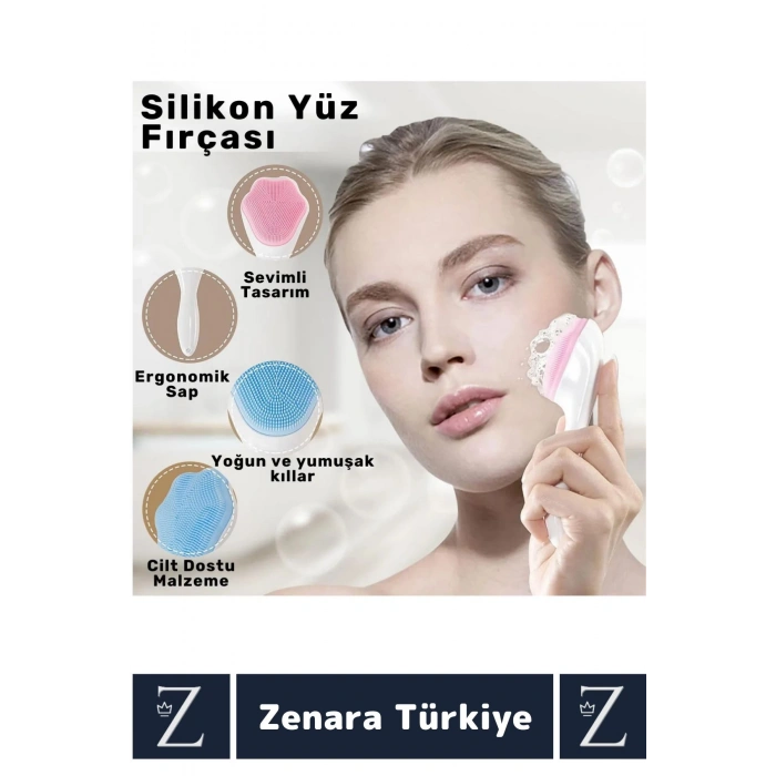 Premium Ergonomik Saplı Sevimli Tasarım Cilt Bakım Yüz Makyaj Temizleme Masaj Etkili Peeling Fırçası
