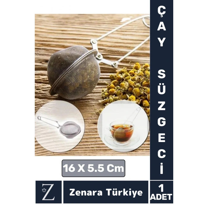 Ergonomik Saplı Çelik İnce Delikli Geniş Kulplu Aromatik Bitki Çayı Demleme Süzgeci