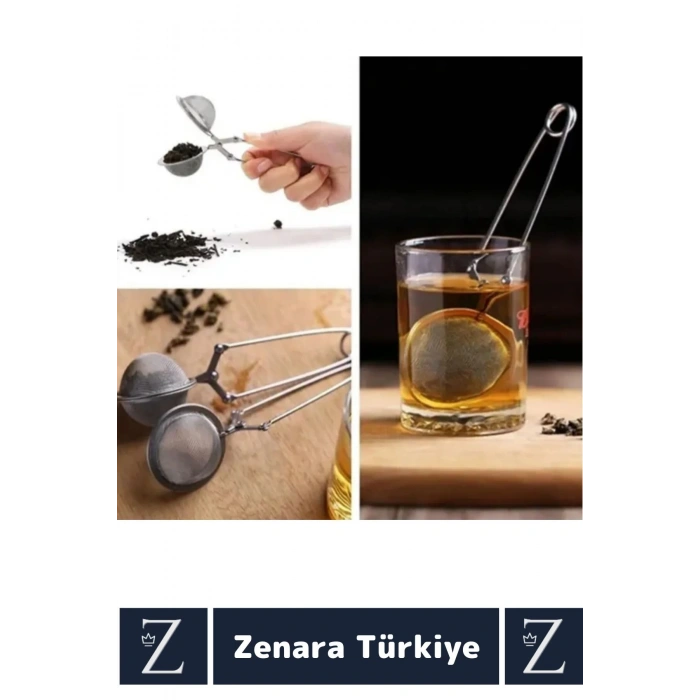 Ergonomik Saplı Çelik İnce Delikli Geniş Kulplu Aromatik Bitki Çayı Demleme Süzgeci
