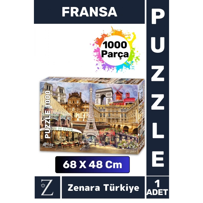 Premium Eğlenceli Eğitici Görsel Algı Problem Çözme Becerisi Çocuk PUZZLE 1000 Parça FRANSA
