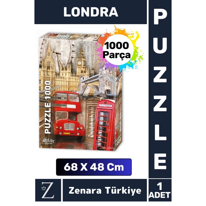 Premium Eğlenceli Eğitici Görsel Algı Problem Çözme Becerisi PUZZLE 1000 Parça LONDRA