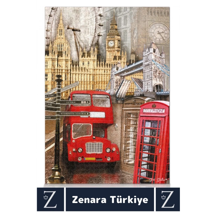 Premium Eğlenceli Eğitici Görsel Algı Problem Çözme Becerisi PUZZLE 1000 Parça LONDRA