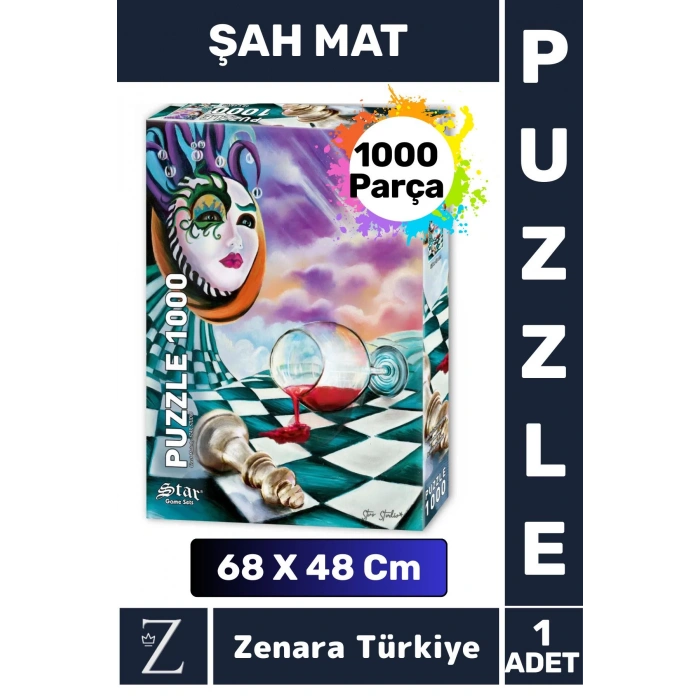Premium Eğlenceli Eğitici Görsel Algı Problem Çözme Becerisi PUZZLE 1000 Parça ŞAH MAT