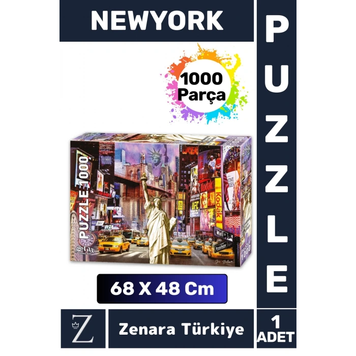 Premium Eğlenceli Eğitici Görsel Algı Problem Çözme Becerisi PUZZLE 1000 Parça NEWYORK