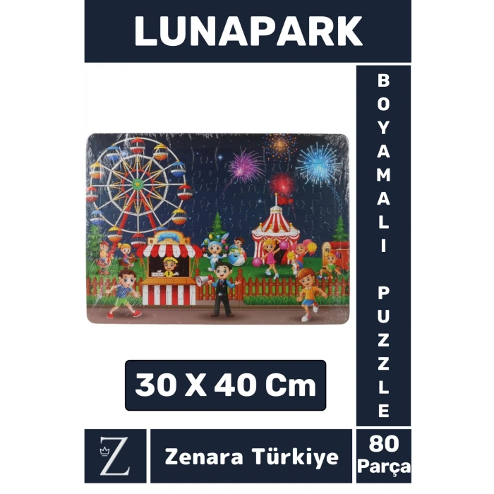 Eğlenceli Eğitici Görsel Algı Motor Becerisi Geliştiren Çocuk Boyamalı PUZZLE 80 Parça LUNAPARK