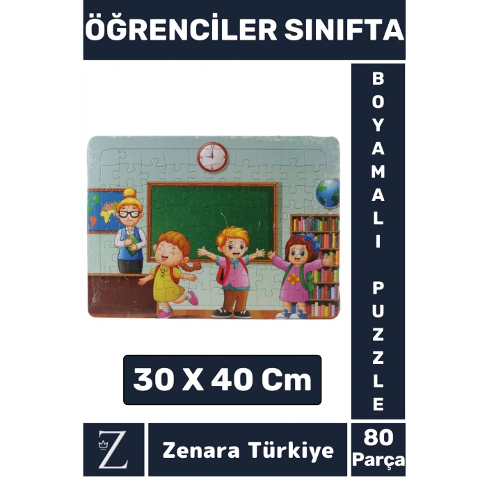 Eğlenceli Eğitici Görsel Algı Motor Beceri Geliştiren Çocuk Boyamalı PUZZLE 80 Pr ÖĞRENCİLER SINIFTA