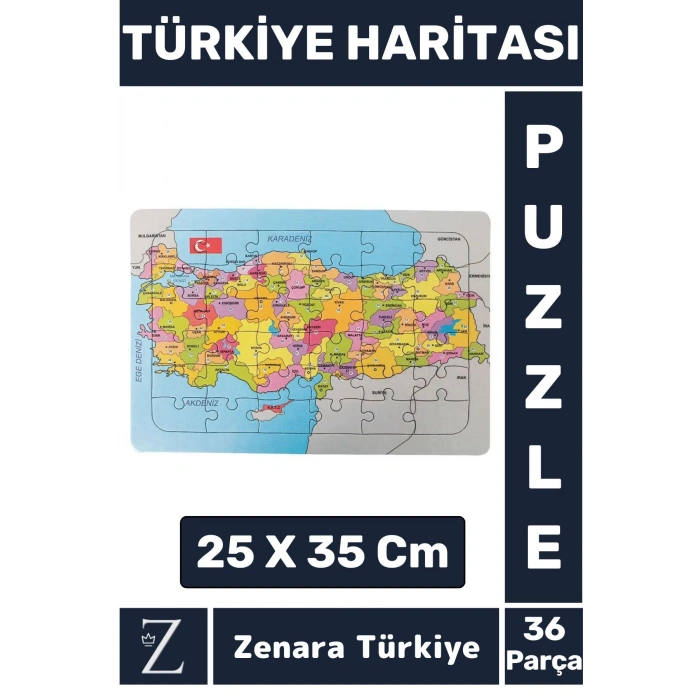 Premium Eğlenceli Eğitici Görsel Algı Motor Becerisi Geliştiren Çocuk PUZZLE 36 Pr TÜRKİYE HARİTASI