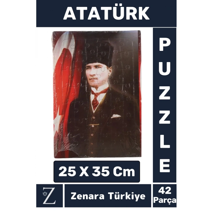 Premium Eğlenceli Eğitici Görsel Algı Motor Becerisi Geliştiren Çocuk PUZZLE 42 Parça ATATÜRK