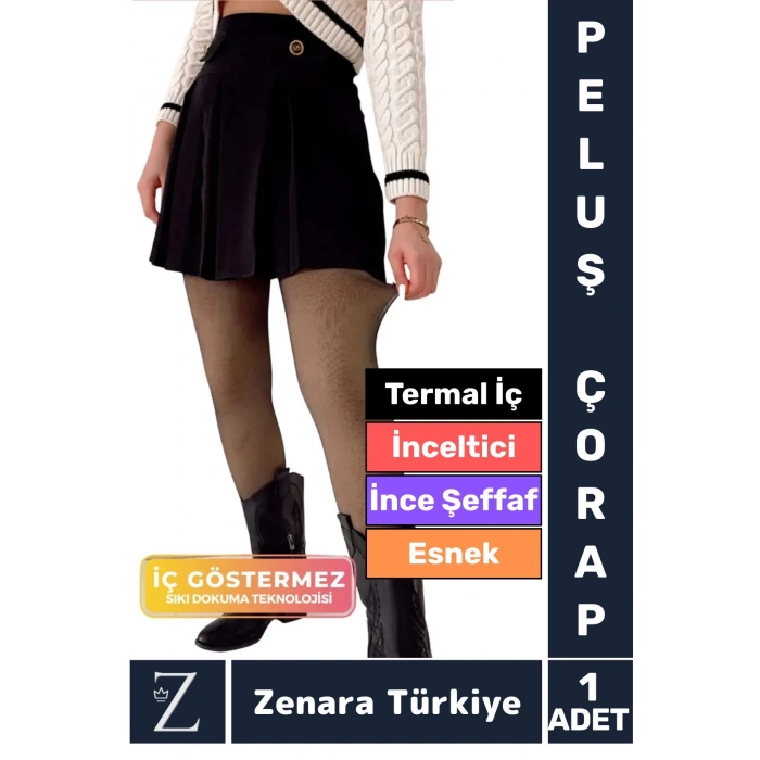 Toparlayıcı Korse Etkili Dayanıklı Esnek Sıcak Tutan Termal Peluş İçli Ten Görünümlü Tayt Çorap