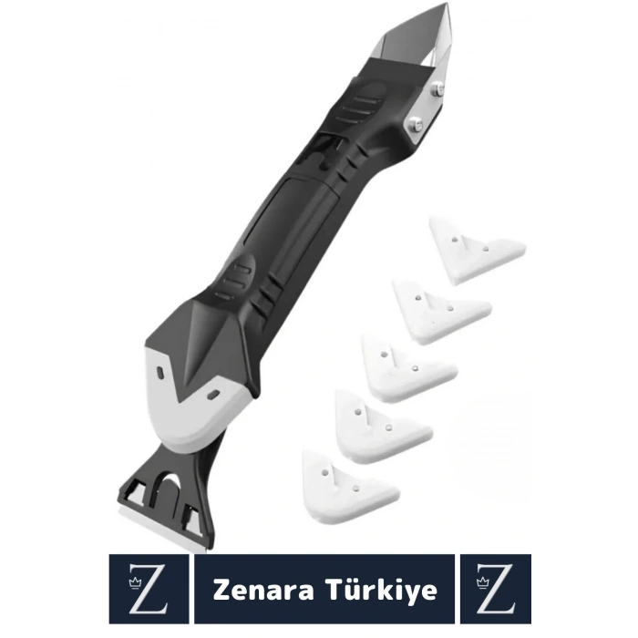 Premium Yüksek Kalite Kompakt 3 in 1 Fayans Derz Silikon Kazıyıcı Uygulayıcı 5 Silikon Başlık Hediye