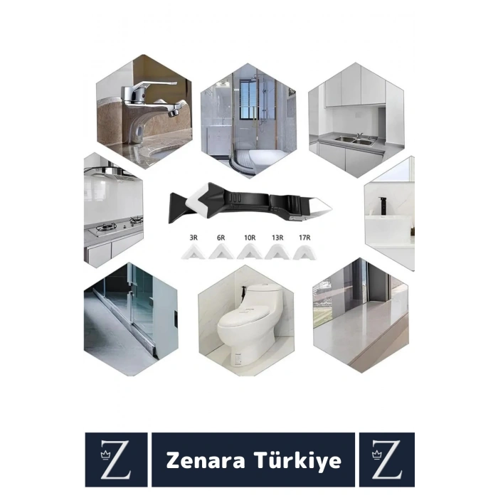 Premium Yüksek Kalite Kompakt 3 in 1 Fayans Derz Silikon Kazıyıcı Uygulayıcı 5 Silikon Başlık Hediye